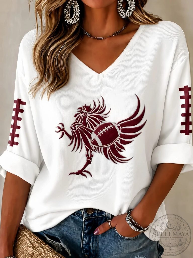 South Carolina Gamecocks Football Mascot Women's V-Neck Long Sleeve Shirt 21 South Carolina Gamecocks Football Mascot Women's V-Neck Long Sleeve Shirt