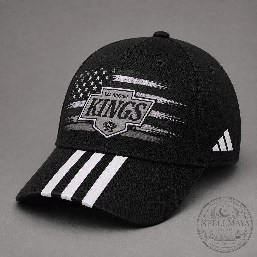 Los Angeles Kings American Flag Stripe Black Baseball Cap