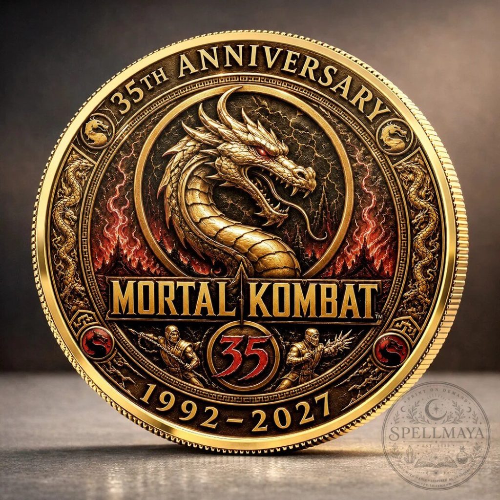 Mortal Kombat 35th Anniversary Gold Commemorative Dragon Coin 1992-2027
