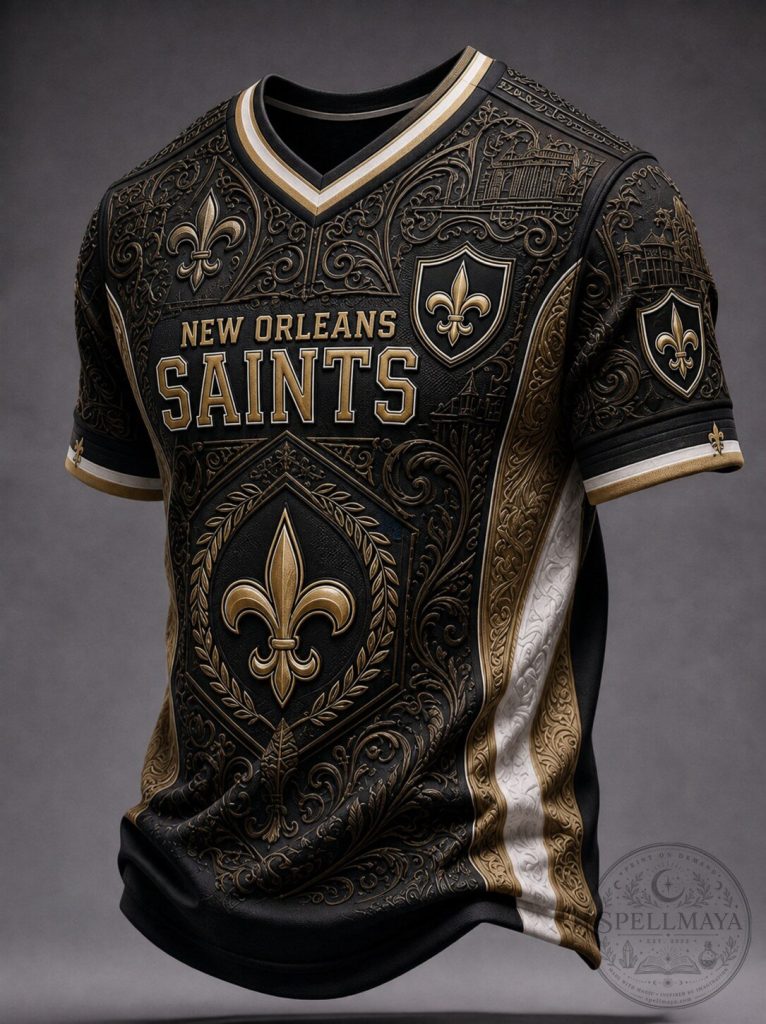 New Orleans Saints Black and Gold Fleur de Lis Football Jersey