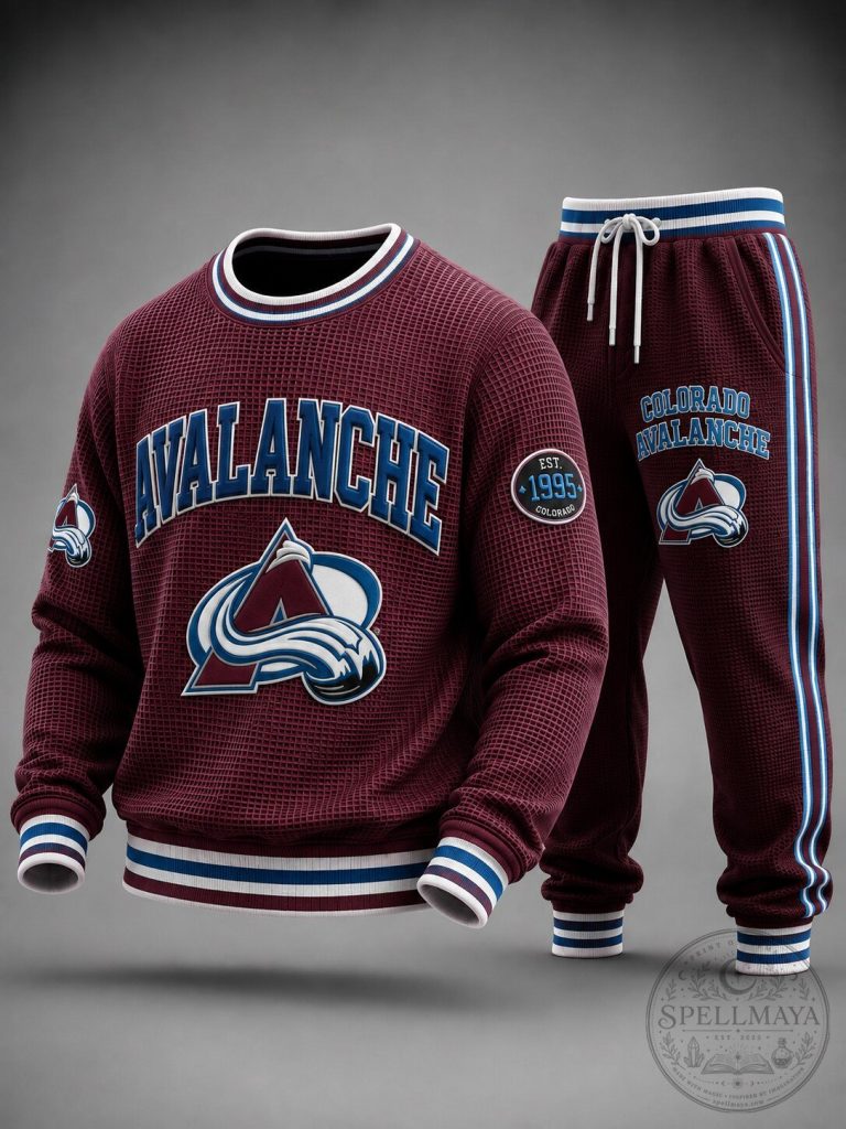 Colorado Avalanche Waffle Knit Crewneck Sweatshirt and Jogger Pants Set 9 Colorado Avalanche Waffle Knit Crewneck Sweatshirt and Jogger Pants Set