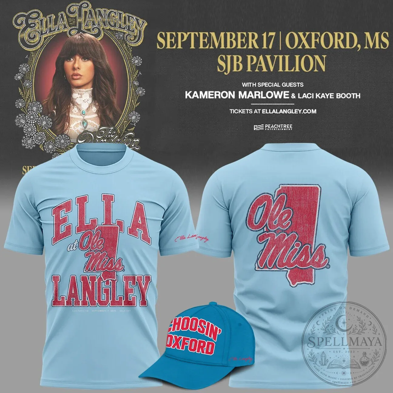 2026 Concert T-Shirt for Ole Miss Rebels Fans by Ella Langley - The Dandelion Tour