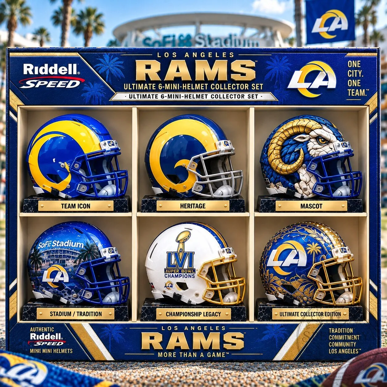 Los Angeles Rams NFL Mini Helmet Collection Set Football Memorabilia
