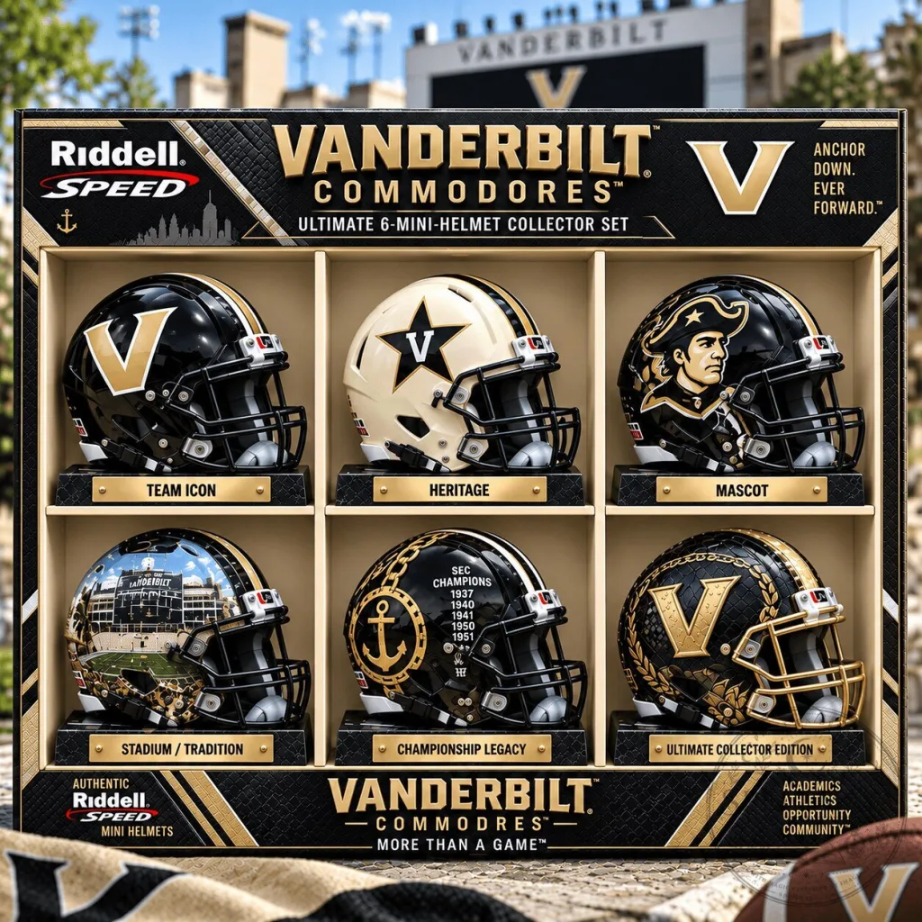 Vanderbilt Commodores Football Team Mini Helmet Collection Set Vanderbilt Commodores Football Team Mini Helmet Collection Set