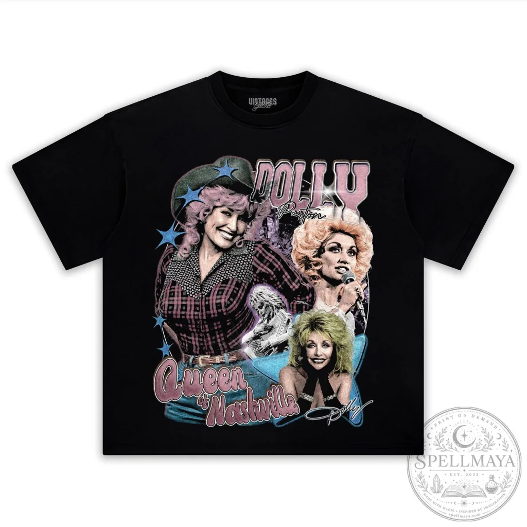 Dolly Parton Queen of Nashville Country Music Graphic Black T-Shirt 8 Dolly Parton Queen of Nashville Country Music Graphic Black T-Shirt