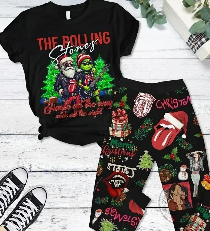 The Rolling Stones Christmas Jingle All The Way Rock All Night Pajamas Set