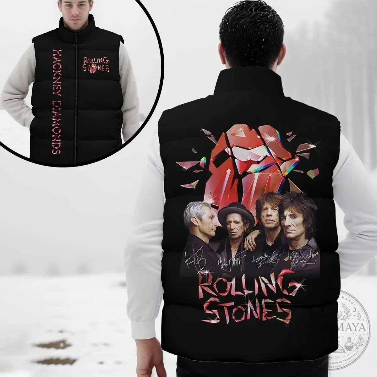 Rolling Stones Hackney Diamonds Band Puffer Vest Jacket