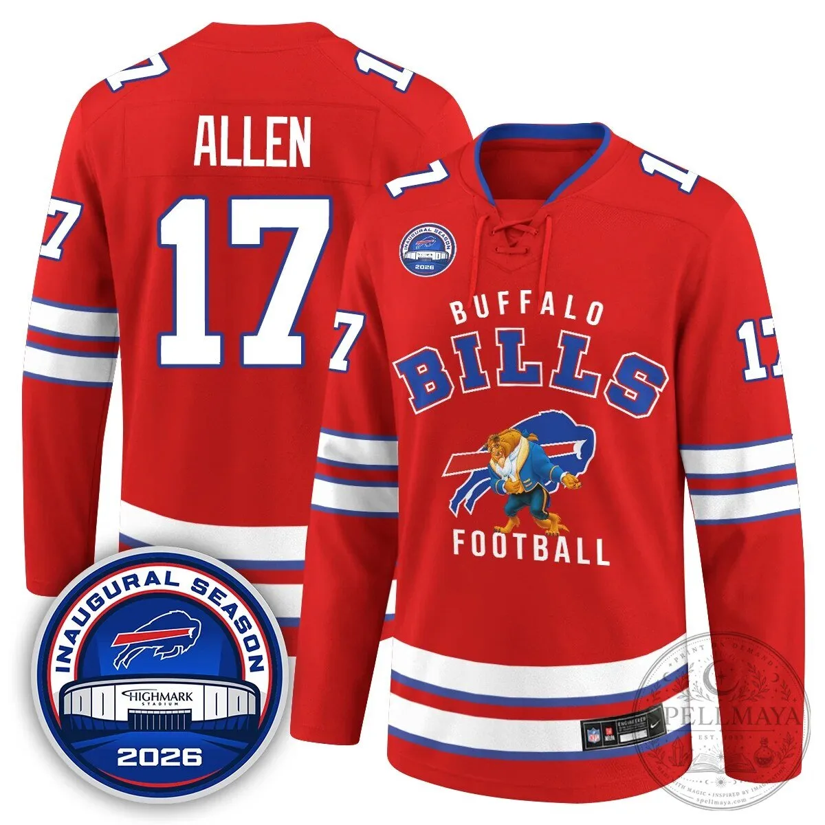 Buffalo Bills Josh Allen Inaugural Season 2026 Football Hockey Jersey