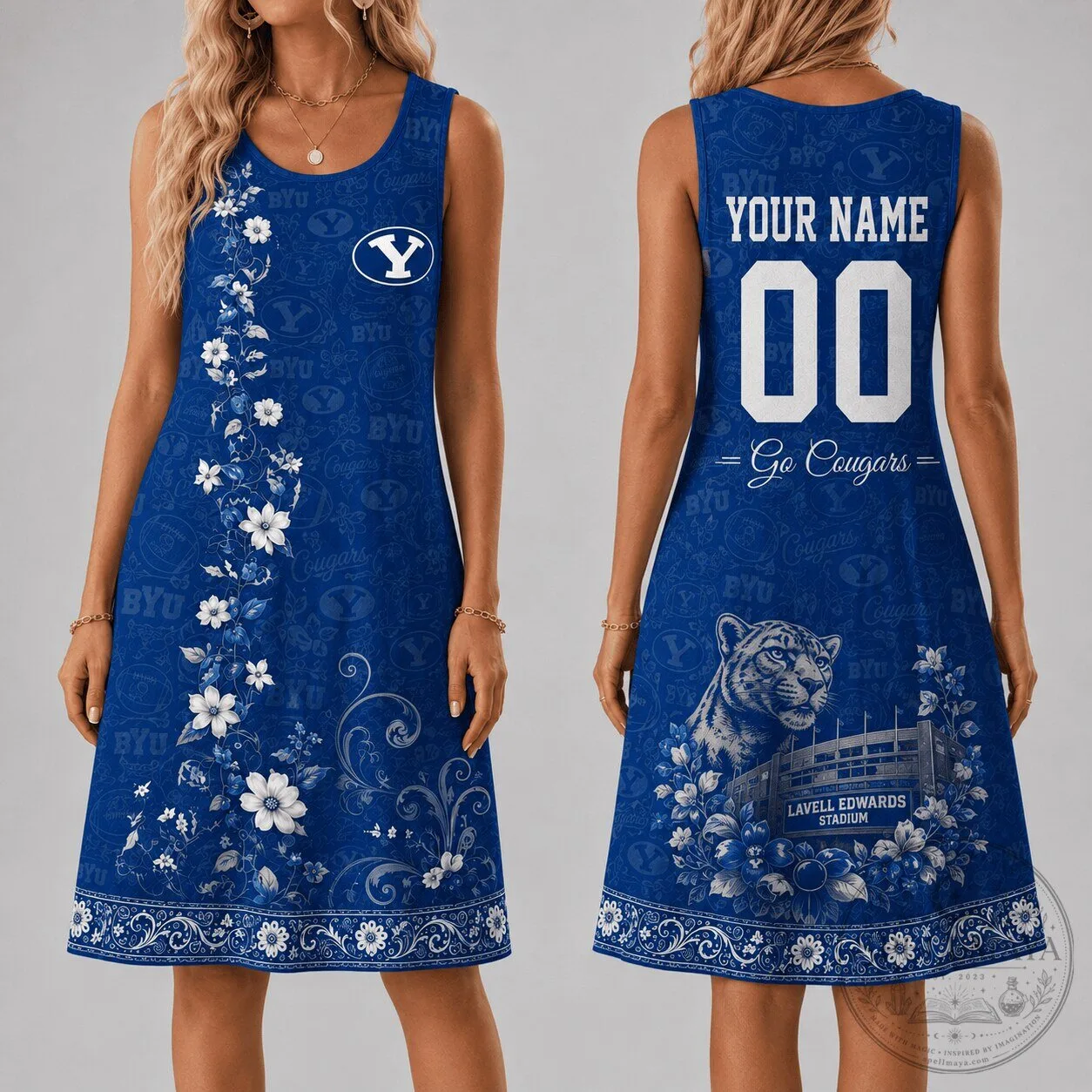 BYU Cougars Women's Floral Sleeveless Summer Dress