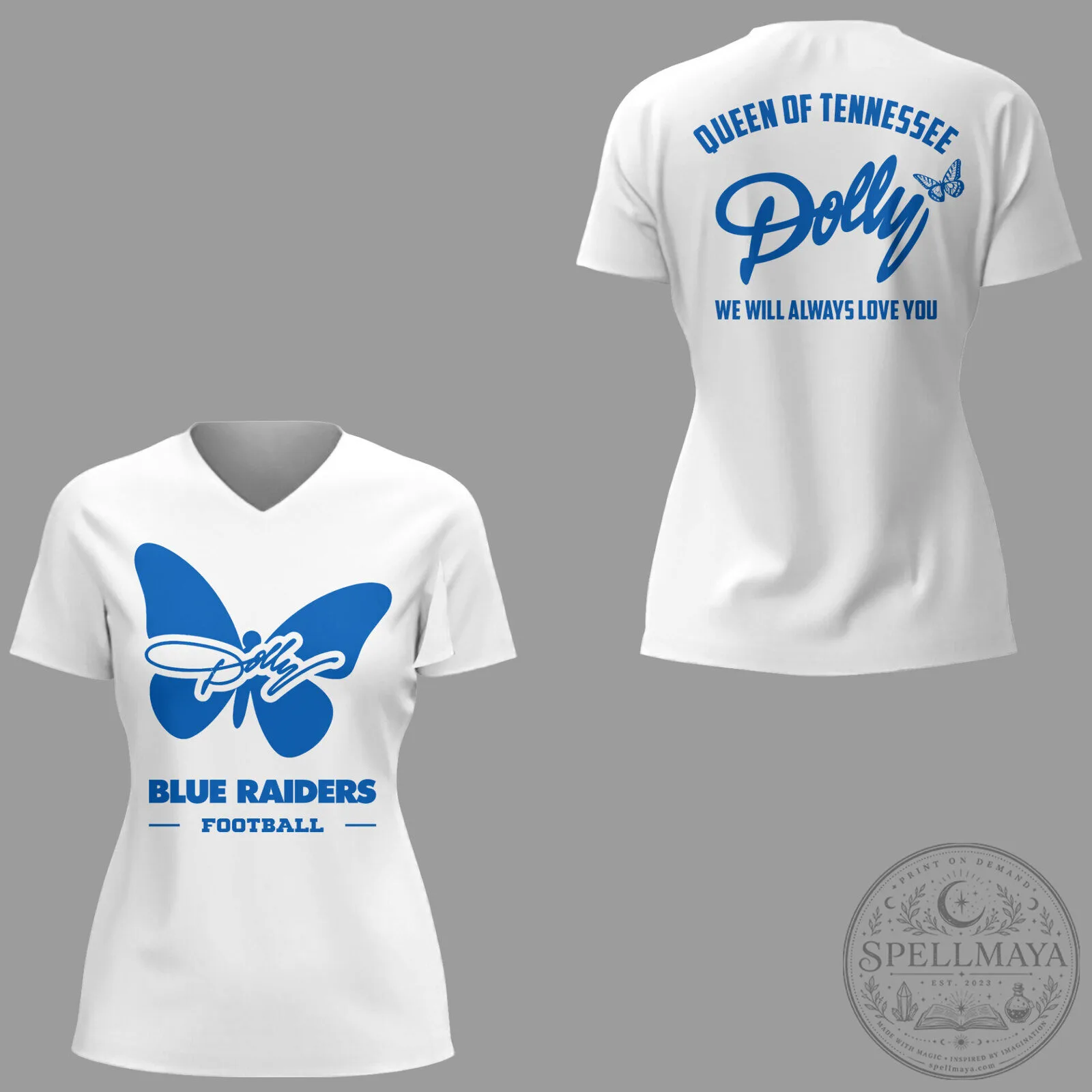 Dolly Parton Queen of Tennessee Blue Raiders Football V-Neck T-Shirt 9 Dolly Parton Queen of Tennessee Blue Raiders Football V-Neck T-Shirt