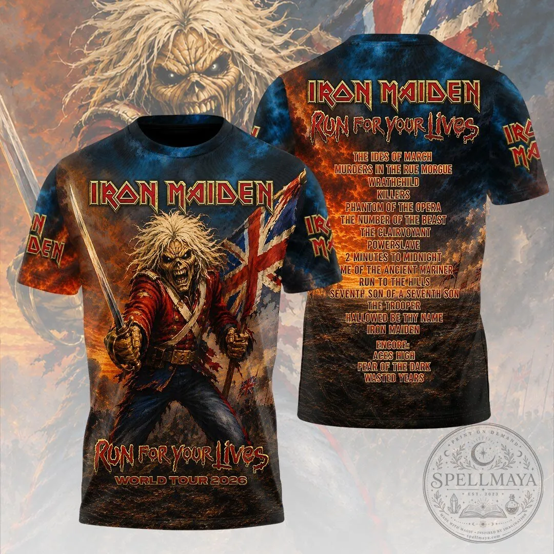 2026 Graphic Band T-shirt for Iron Maiden's Run For Your Lives World Tour