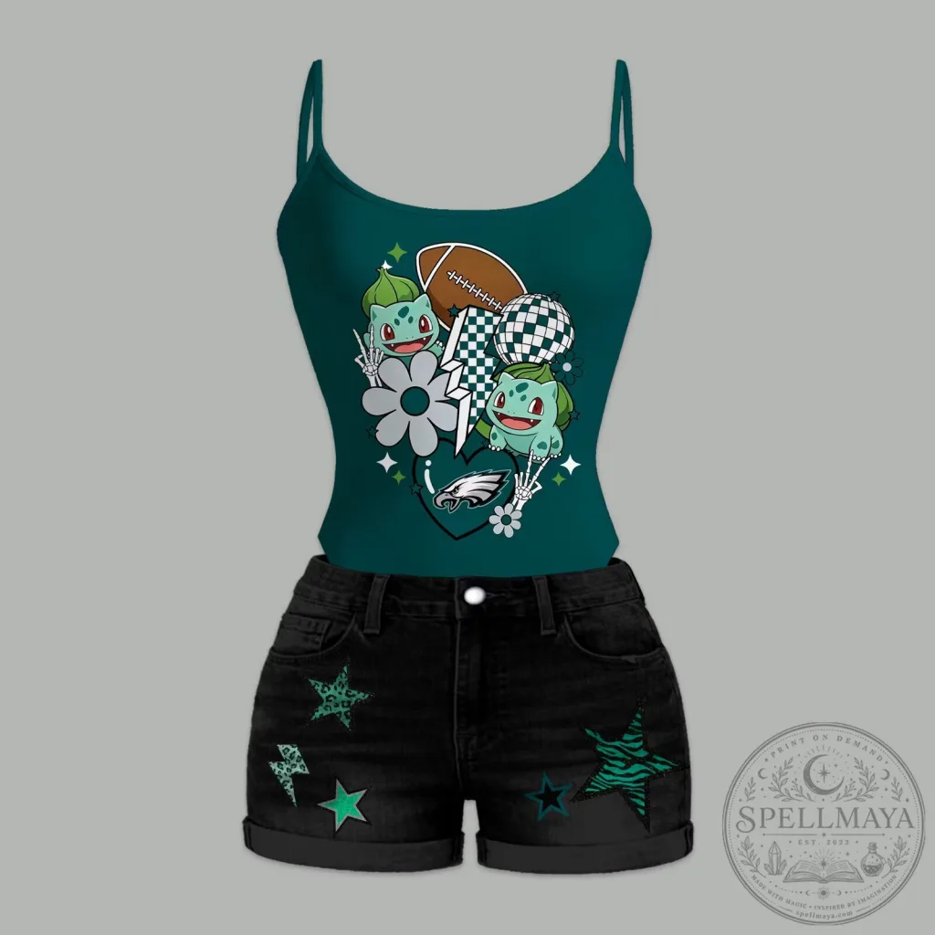 Philadelphia Eagles Bulbasaur Football Game Day Women's Tank Top Philadelphia Eagles Bulbasaur Football Game Day Women's Tank Top