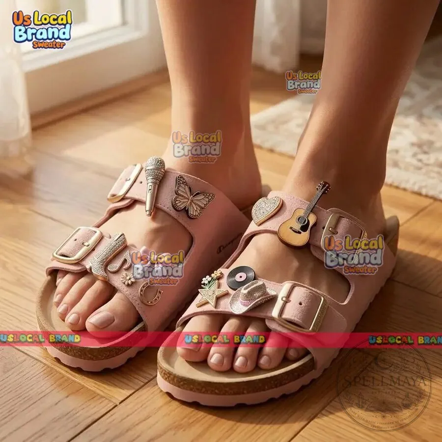 Dolly Parton Pink Country Music Icon Charm Cork Slide Sandals 9 Dolly Parton Pink Country Music Icon Charm Cork Slide Sandals