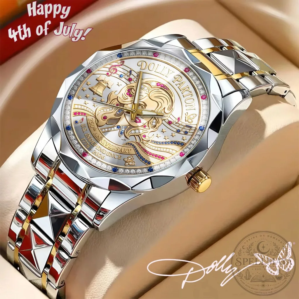 Dolly Parton 250th Anniversary Independence Day Liberty Motif Stainless Steel Watch Dolly Parton 250th Anniversary Independence Day Liberty Motif Stainless Steel Watch
