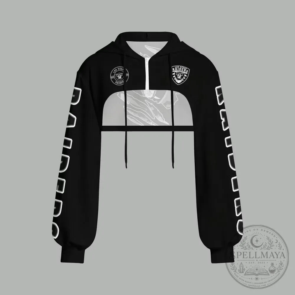Las Vegas Raiders Cropped Zip-Up Hoodie for Women 2 Las Vegas Raiders Cropped Zip-Up Hoodie for Women