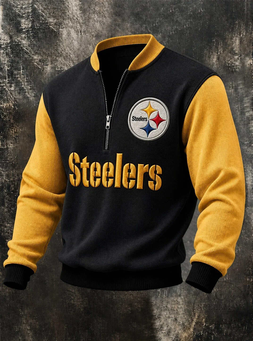 Pittsburgh Steelers Embroidered Quarter-Zip Pullover Sweatshirt
