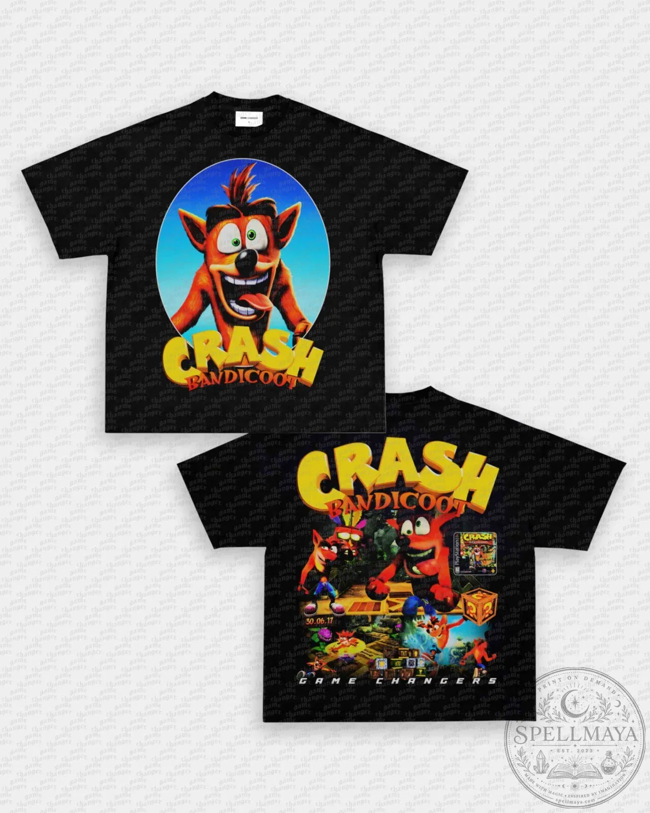 Crash Bandicoot Video Game Character Black Graphic T-Shirt 1 Crash Bandicoot Video Game Character Black Graphic T-Shirt