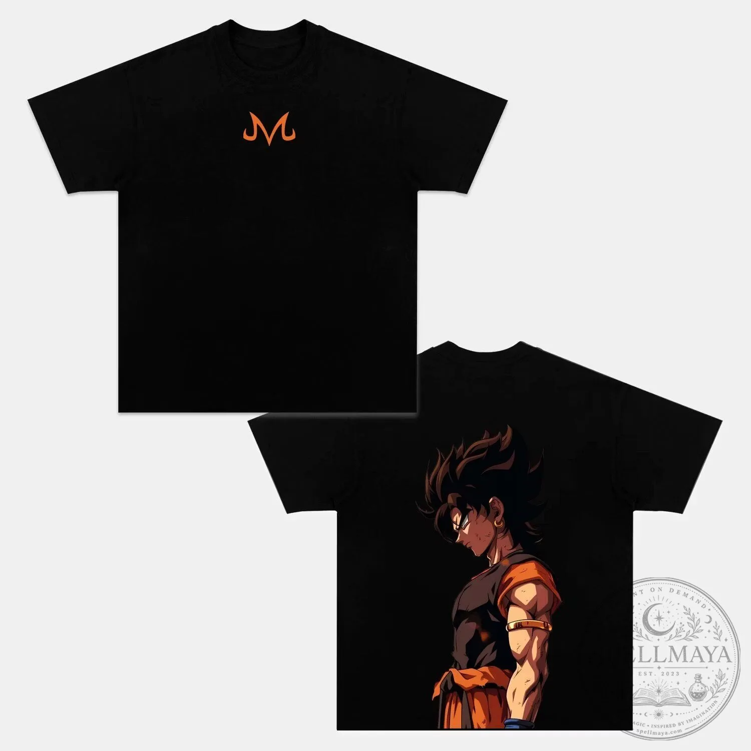 Dragon Ball Z Majin Vegeta and Son Goku Anime Inspired Black T-Shirt