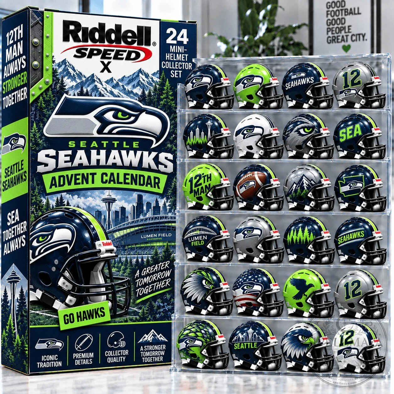 Seattle Seahawks Football Mini Helmet Collector Set Advent Calendar 8 Seattle Seahawks Football Mini Helmet Collector Set Advent Calendar