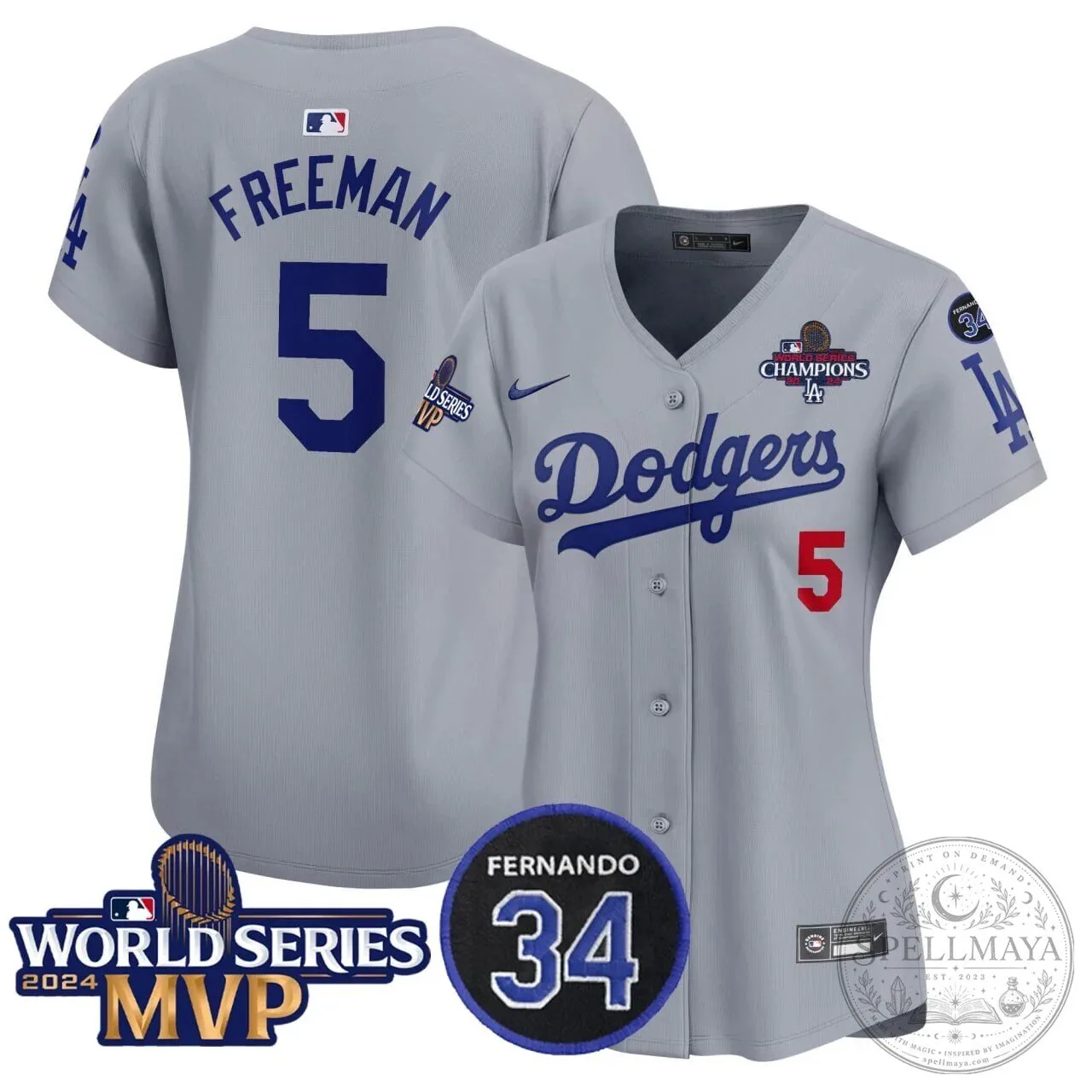 Los Angeles Dodgers Women's Baseball Jersey - 2024 World Series Champions Freddie Freeman