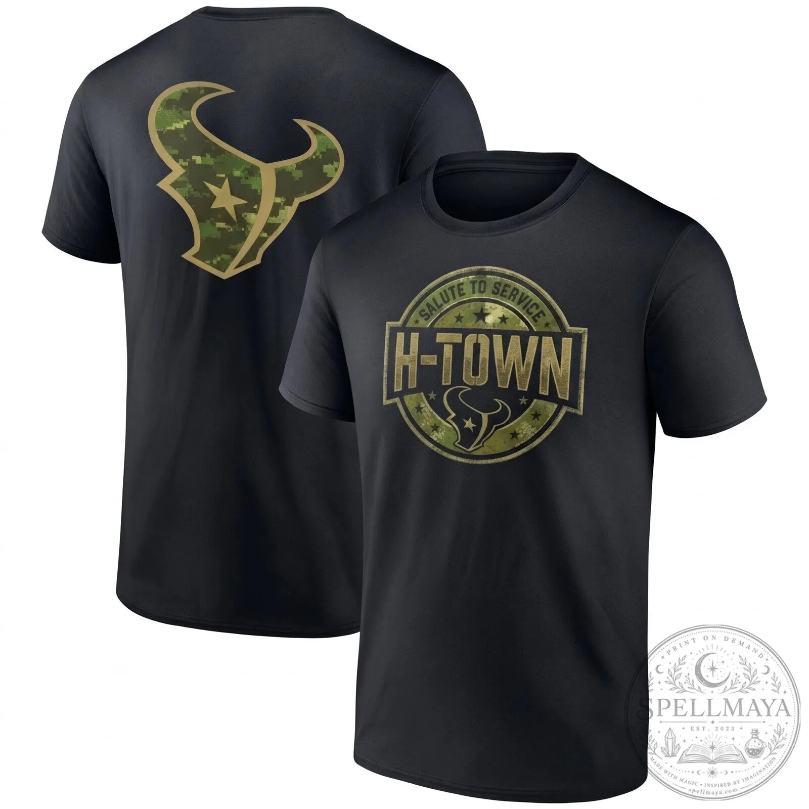 Houston Texans Salute To Service H-Town Military Green T-Shirt 11 Houston Texans Salute To Service H-Town Military Green T-Shirt