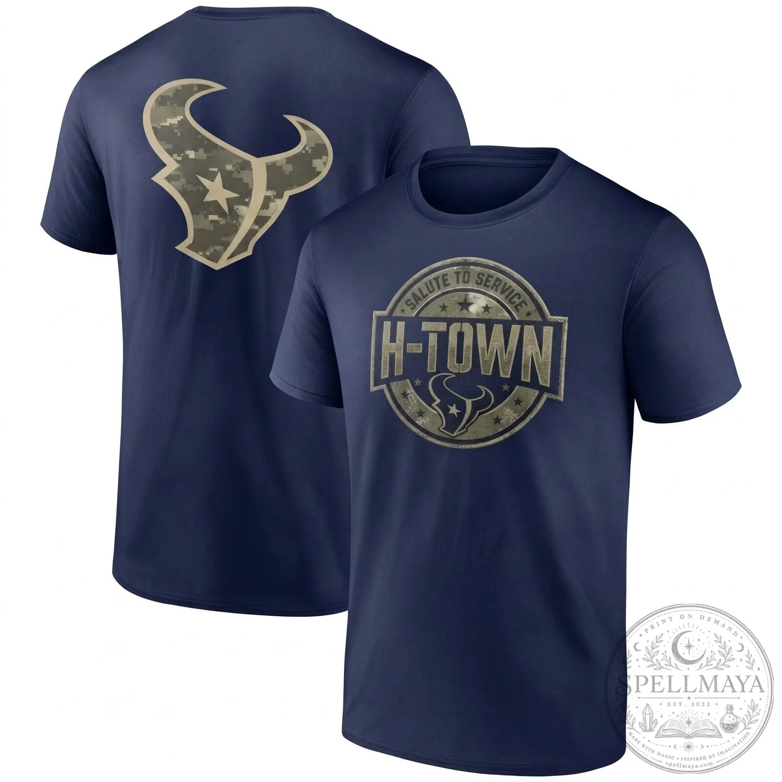 Houston Texans Salute To Service H-Town Military Green T-Shirt 12 Houston Texans Salute To Service H-Town Military Green T-Shirt