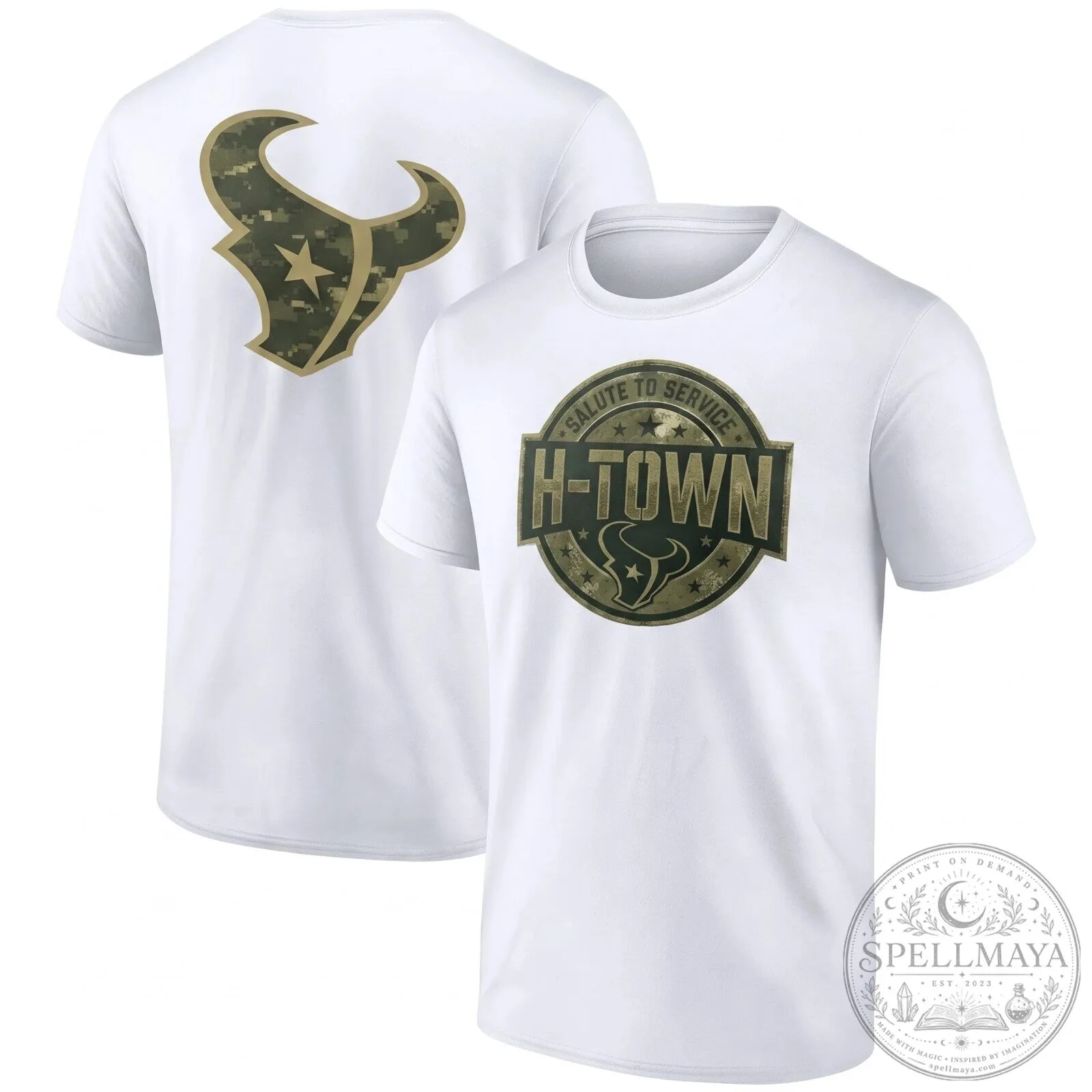 Houston Texans Salute To Service H-Town Military Green T-Shirt 13 Houston Texans Salute To Service H-Town Military Green T-Shirt