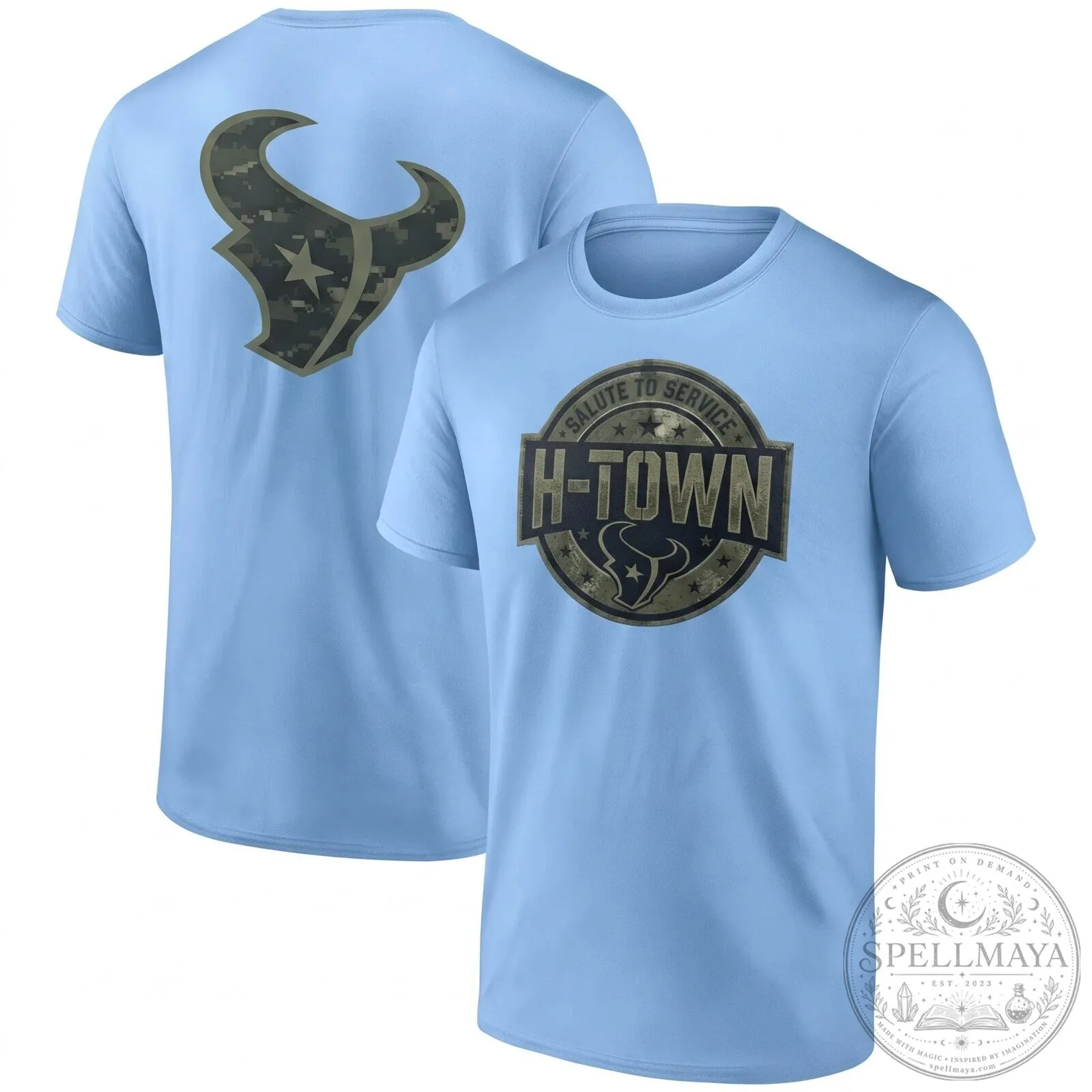 Houston Texans Salute To Service H-Town Military Green T-Shirt 15 Houston Texans Salute To Service H-Town Military Green T-Shirt