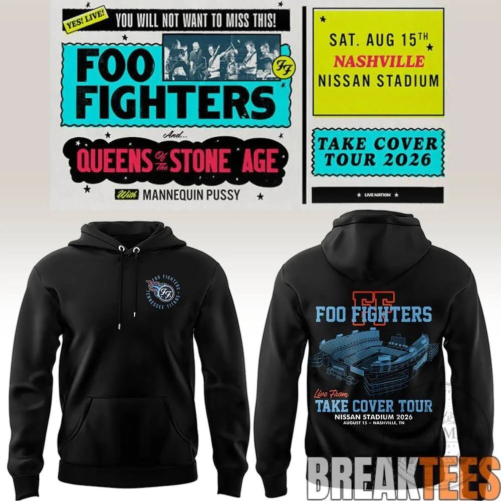 Foo Fighters and Queens of the Stone Age Take Cover Tour 2026 Nashville Hoodie