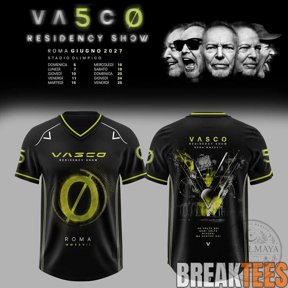 Vasco Rossi Residency Show 2027 Roma Stadio Olimpico Football Jersey 1 Vasco Rossi Residency Show 2027 Roma Stadio Olimpico Football Jersey
