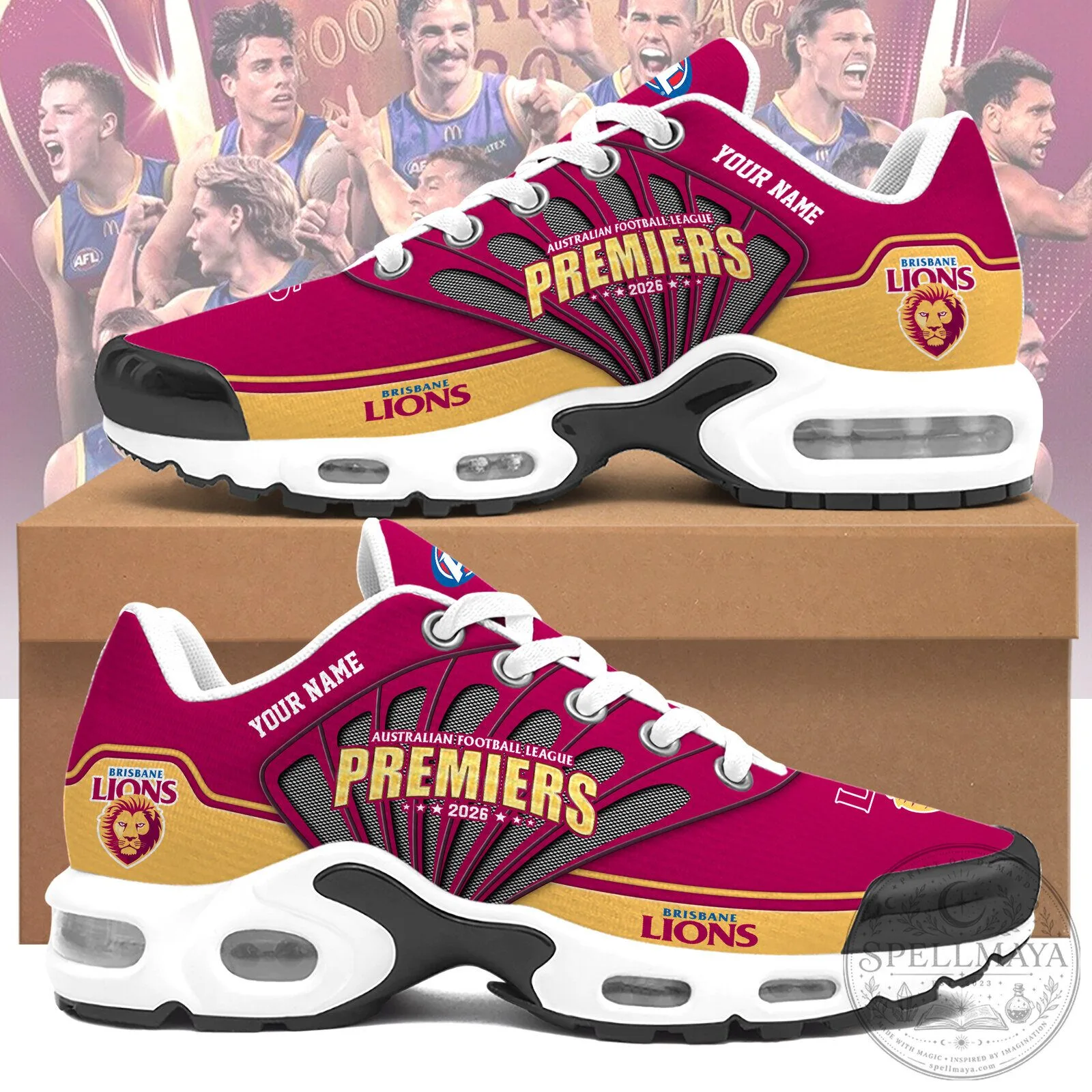 Brisbane Lions Australian Football League Premiers Custom Name Shoes