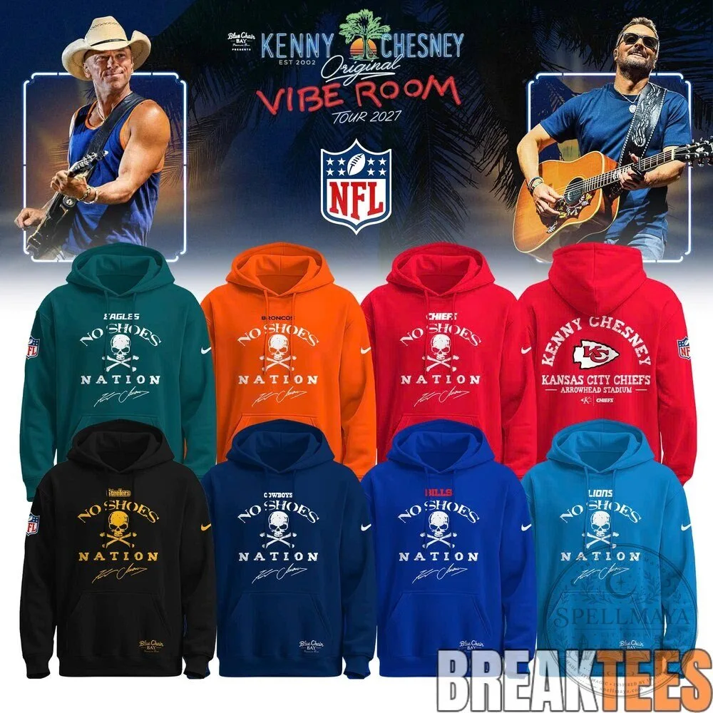 Kenny Chesney NFL Football Team Hoodie for the 2027 No Shoes Nation Tour