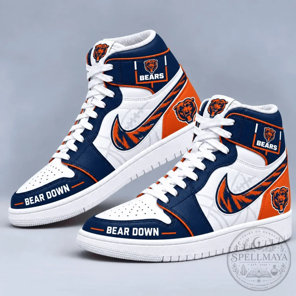 Chicago Bears Team Logo Pattern High-Top Sneakers Shoes Chicago Bears Team Logo Pattern High-Top Sneakers Shoes
