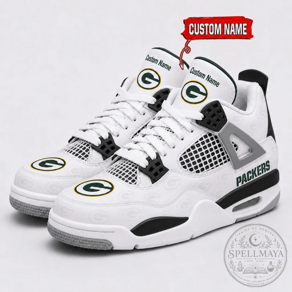 Green Bay Packers Personalized White Athletic Shoes for Men and Women Green Bay Packers Personalized White Athletic Shoes for Men and Women