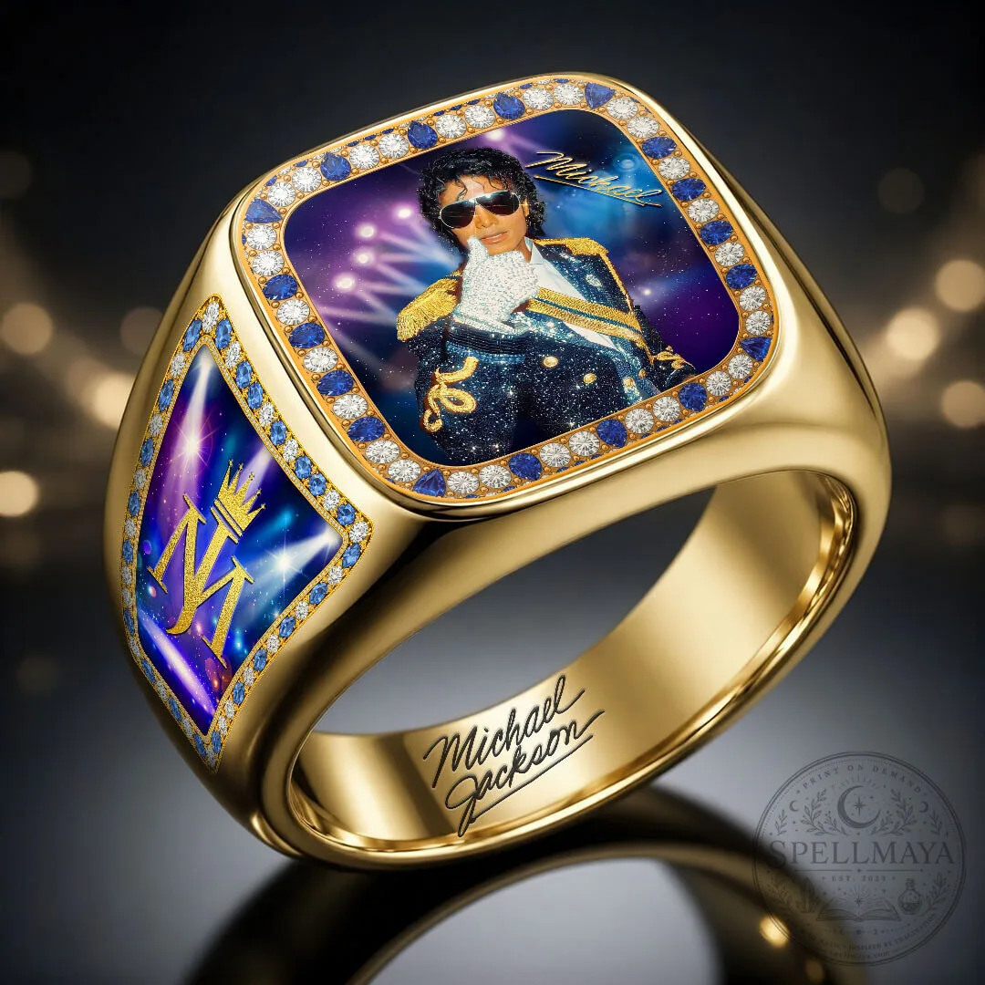 Michael Jackson King of Pop Gold Tone Commemorative Ring 9 Michael Jackson King of Pop Gold Tone Commemorative Ring