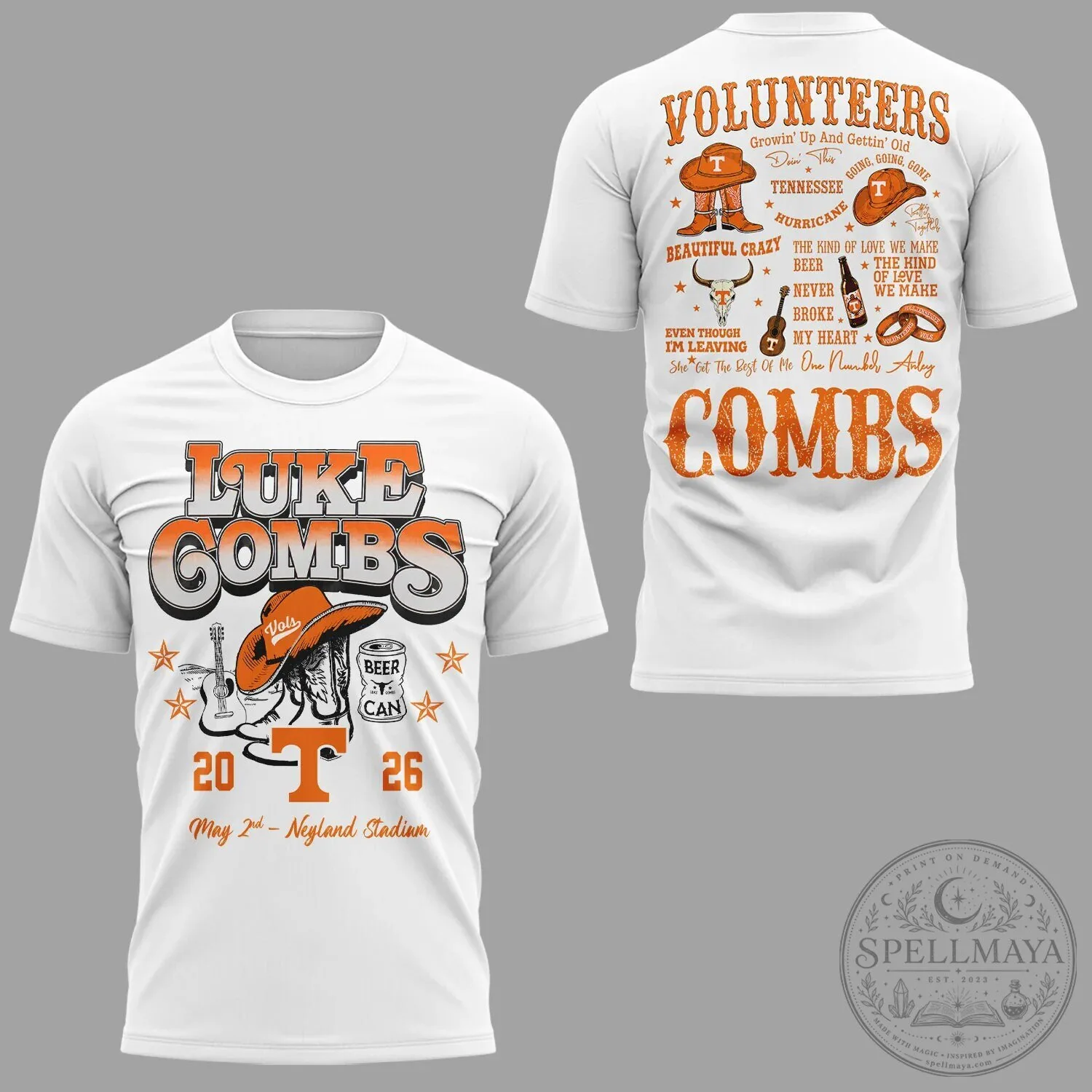 Luke Combs Neyland Stadium Concert 2026 White T-Shirt
