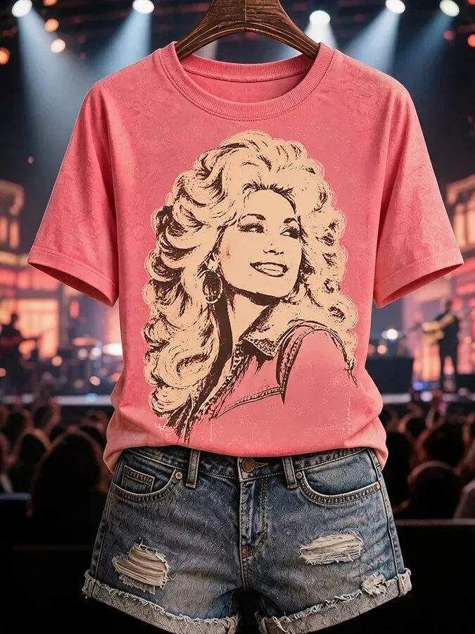 Dolly Parton Country Music Legend Portrait Graphic Print T-Shirt for Women 5 Dolly Parton Country Music Legend Portrait Graphic Print T-Shirt for Women