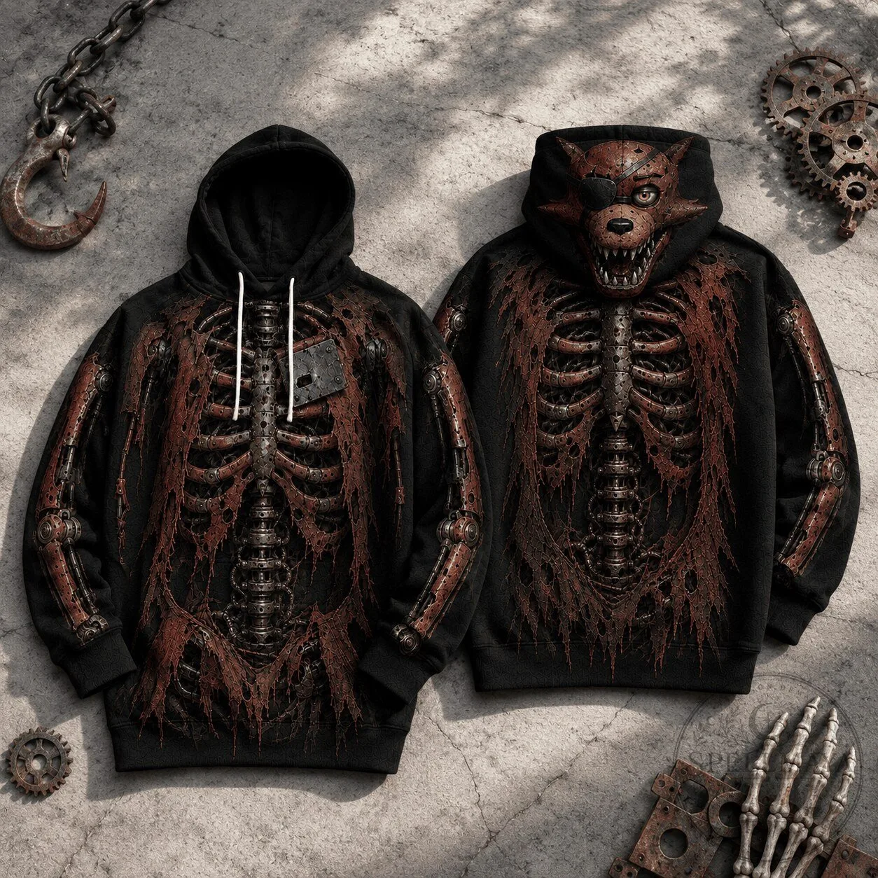 Five Nights at Freddy's Foxy Endoskeleton Halloween Horror Hoodie 1 Five Nights at Freddy's Foxy Endoskeleton Halloween Horror Hoodie