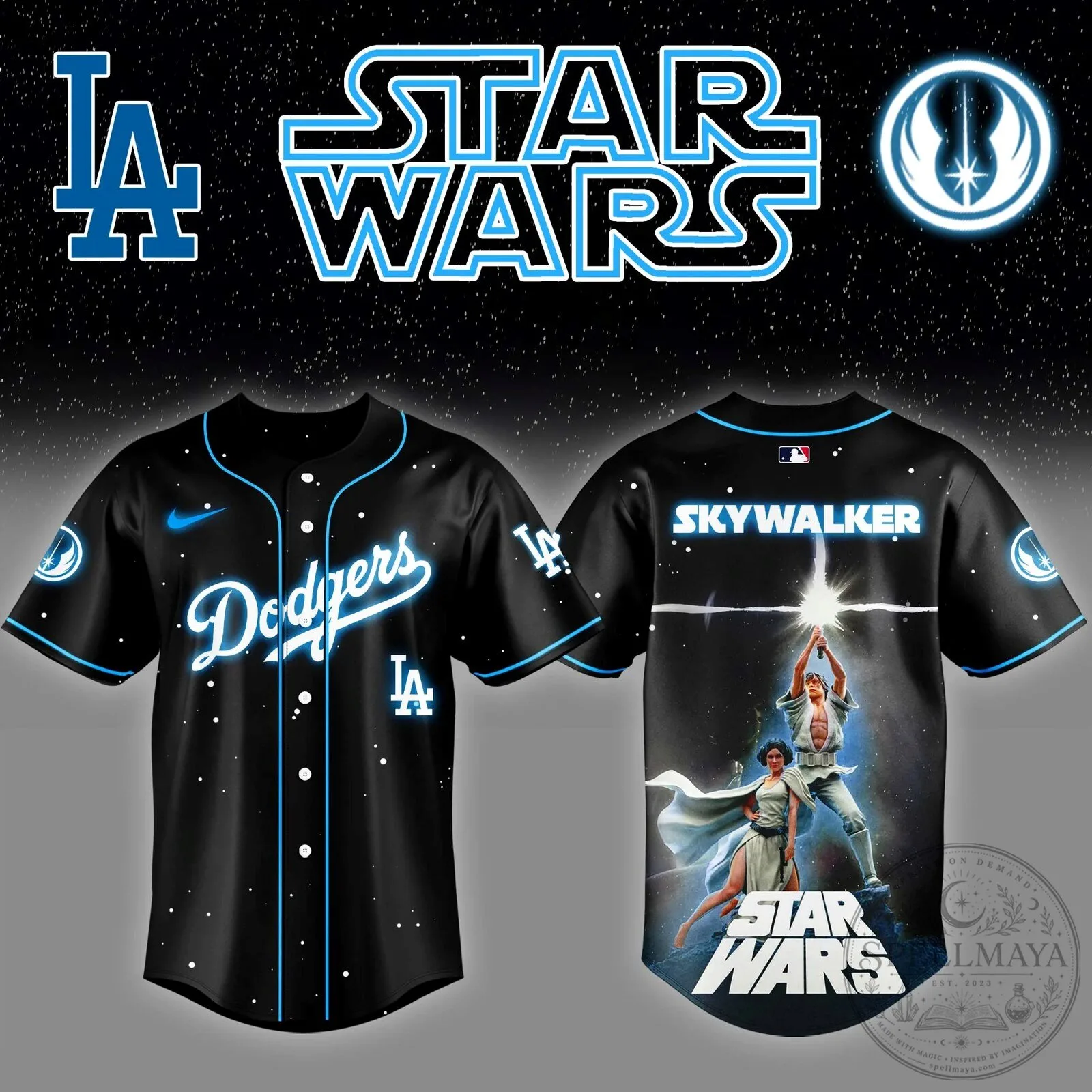 Skywalker Star Wars Los Angeles Dodgers Baseball Jersey for Men