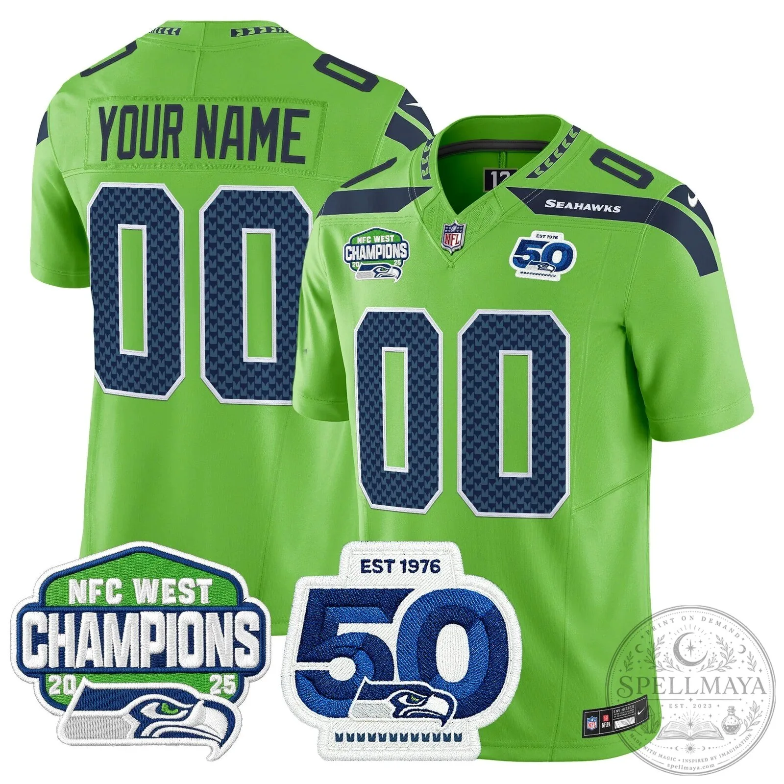 NFC West Champions Seattle Seahawks 50th Anniversary Limited Edition Football Jersey