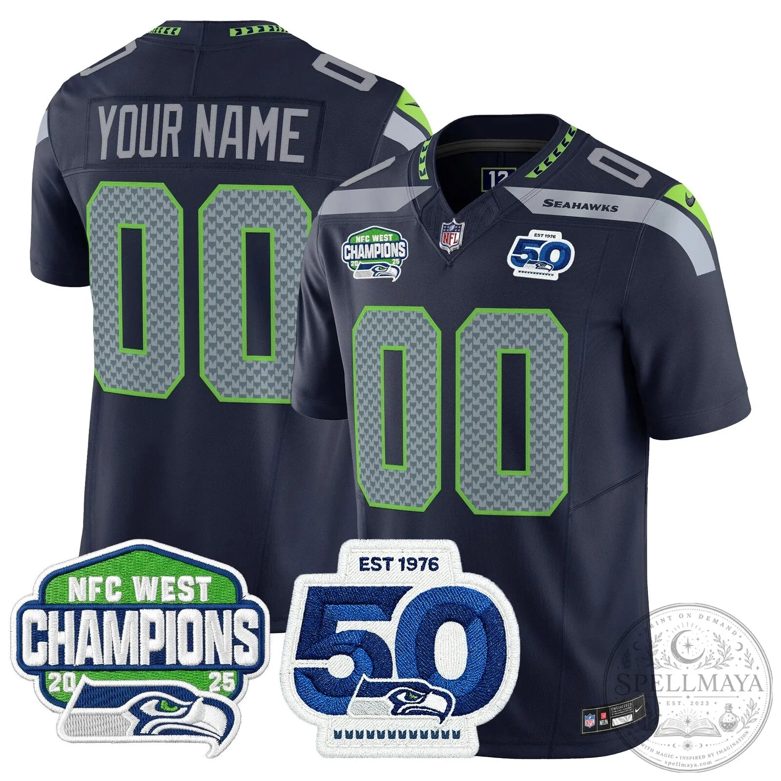 NFC West Champions Seattle Seahawks 50th Anniversary Limited Edition Football Jersey 13 NFC West Champions Seattle Seahawks 50th Anniversary Limited Edition Football Jersey