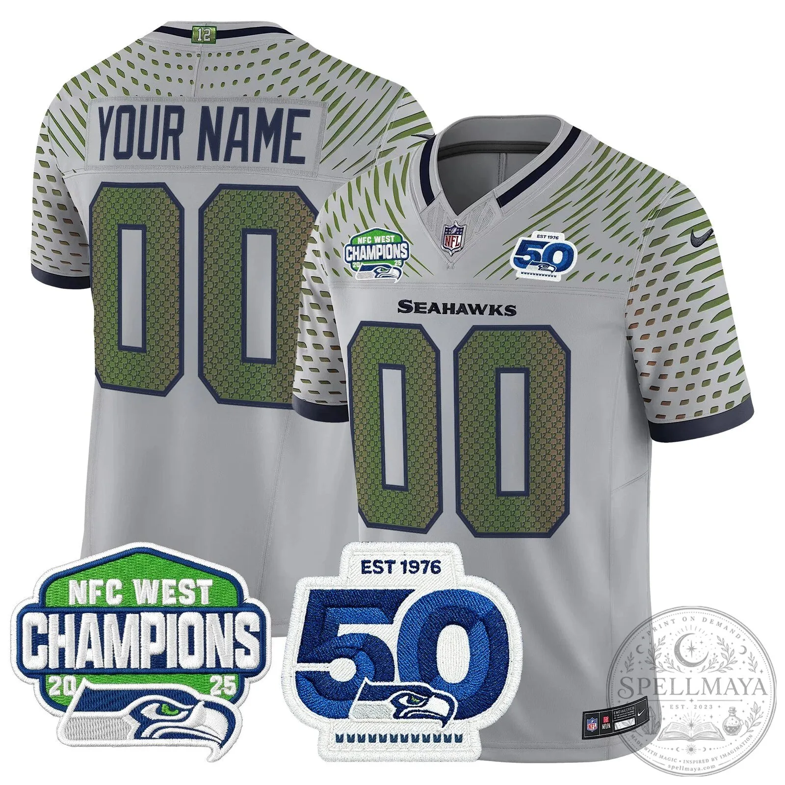 NFC West Champions Seattle Seahawks 50th Anniversary Limited Edition Football Jersey 14 NFC West Champions Seattle Seahawks 50th Anniversary Limited Edition Football Jersey