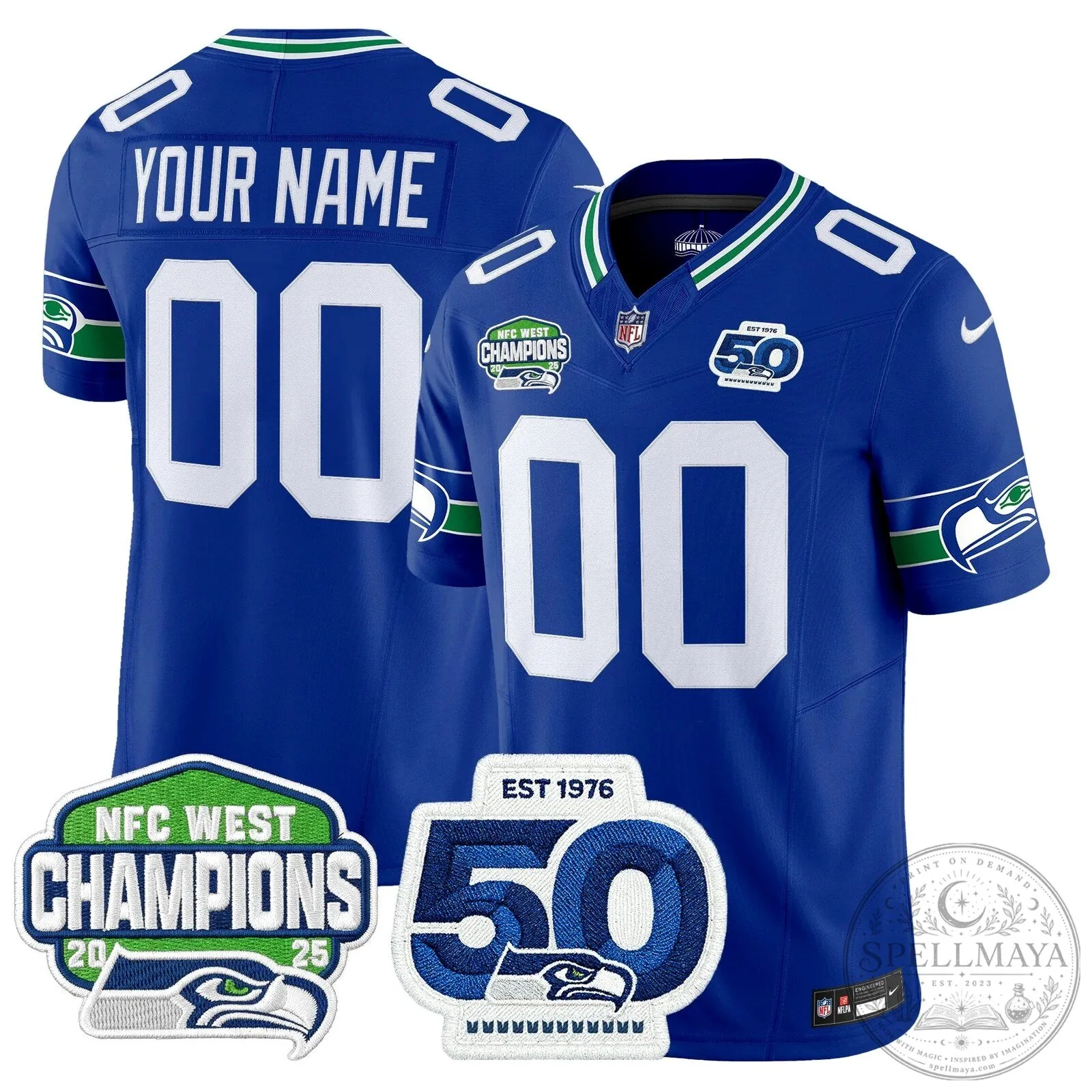 NFC West Champions Seattle Seahawks 50th Anniversary Limited Edition Football Jersey 15 NFC West Champions Seattle Seahawks 50th Anniversary Limited Edition Football Jersey