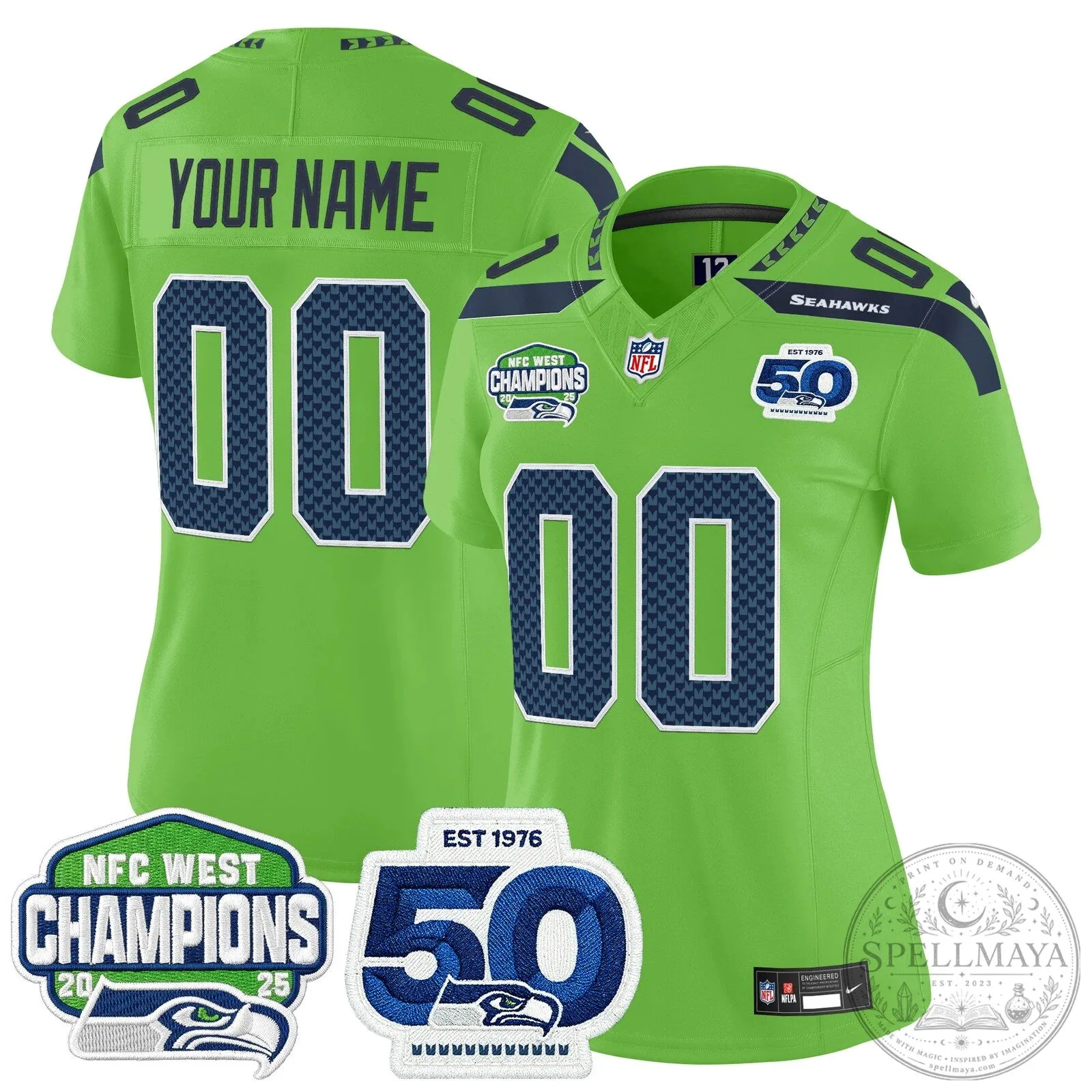 NFC West Champions Seattle Seahawks 50th Anniversary Limited Edition Football Jersey 16 NFC West Champions Seattle Seahawks 50th Anniversary Limited Edition Football Jersey