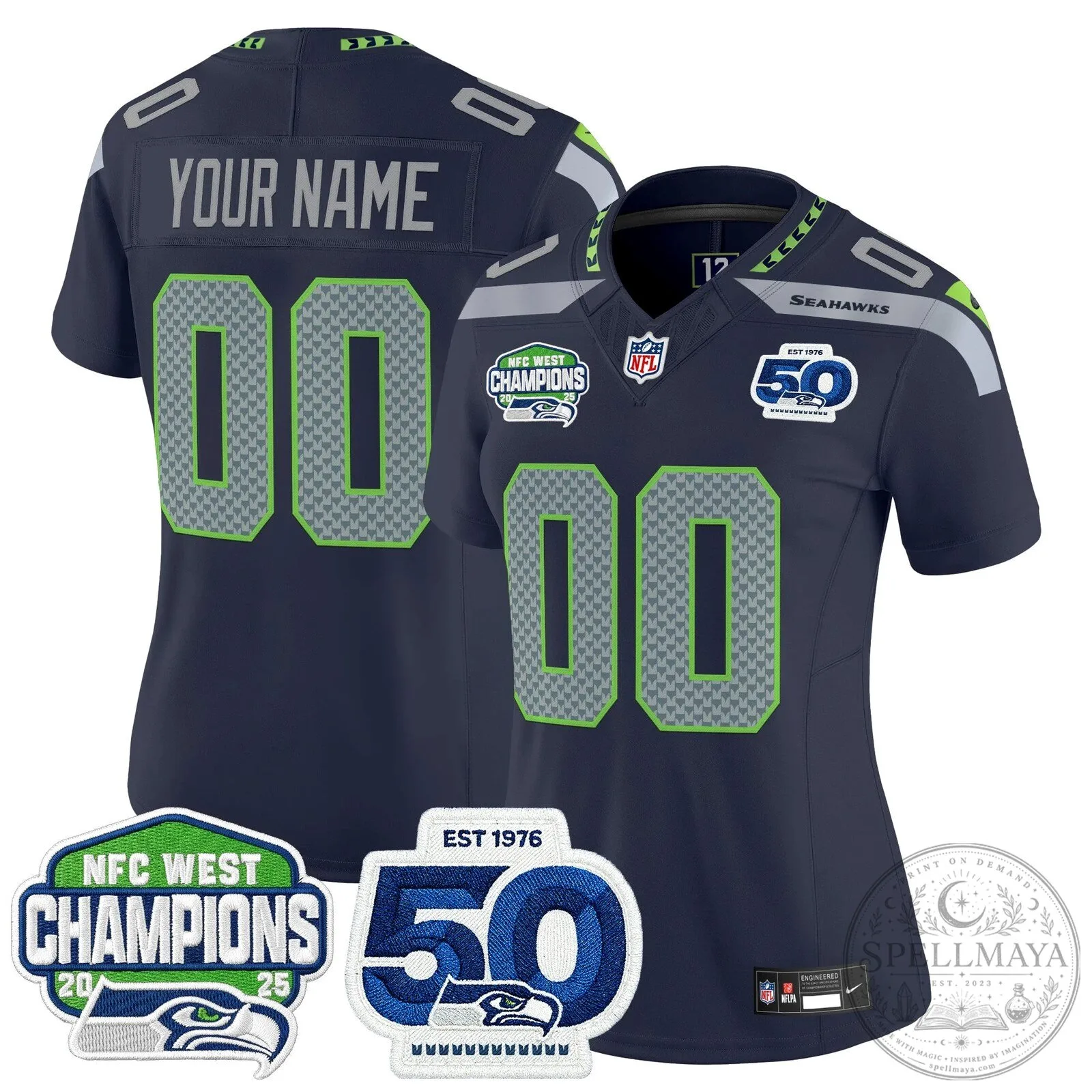 NFC West Champions Seattle Seahawks 50th Anniversary Limited Edition Football Jersey 17 NFC West Champions Seattle Seahawks 50th Anniversary Limited Edition Football Jersey