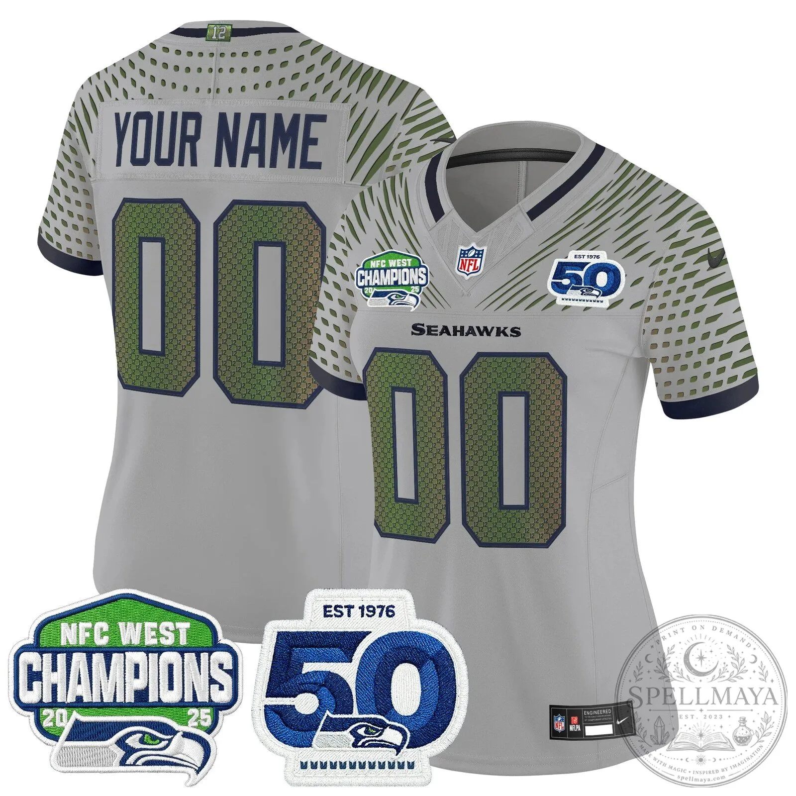 NFC West Champions Seattle Seahawks 50th Anniversary Limited Edition Football Jersey 18 NFC West Champions Seattle Seahawks 50th Anniversary Limited Edition Football Jersey