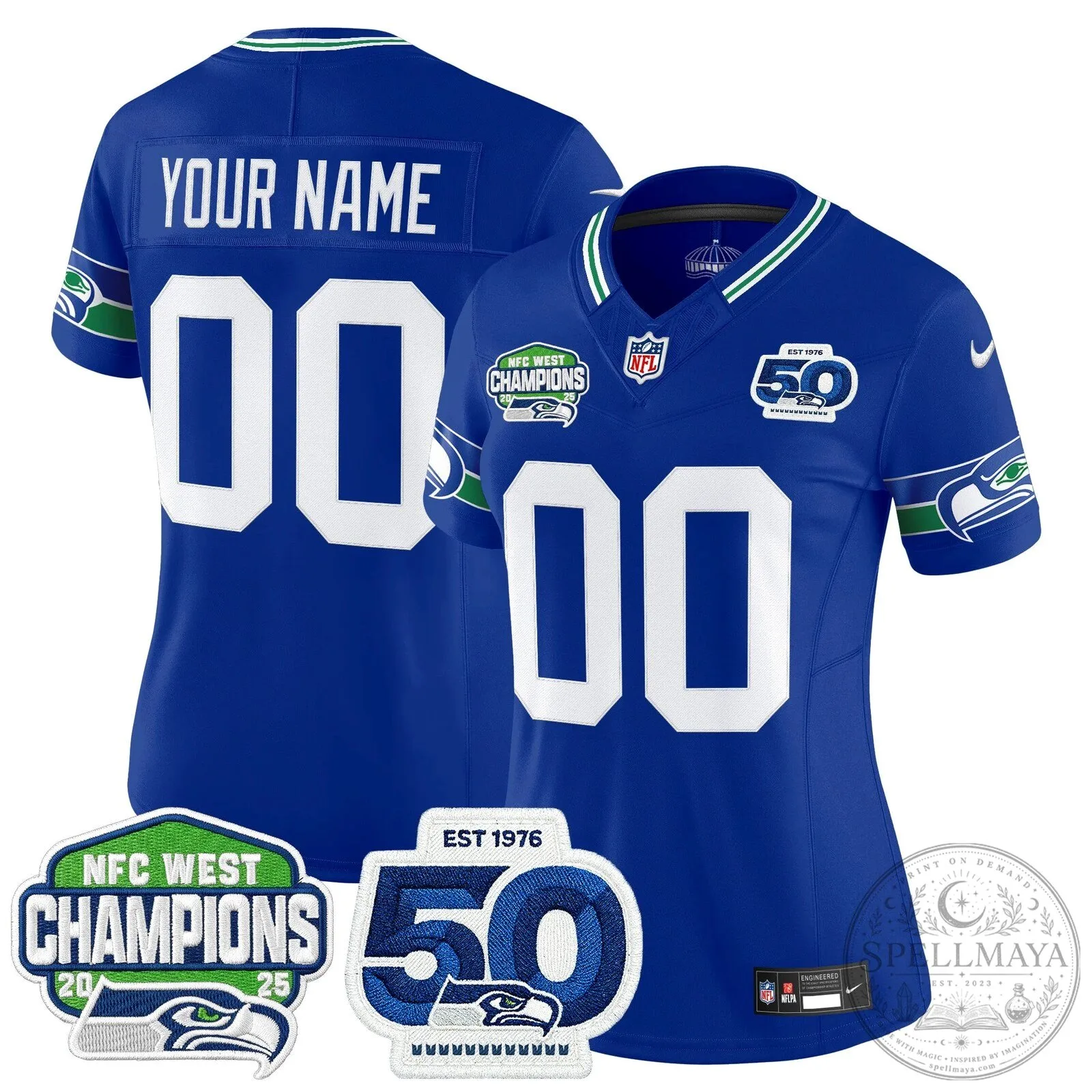 NFC West Champions Seattle Seahawks 50th Anniversary Limited Edition Football Jersey 19 NFC West Champions Seattle Seahawks 50th Anniversary Limited Edition Football Jersey