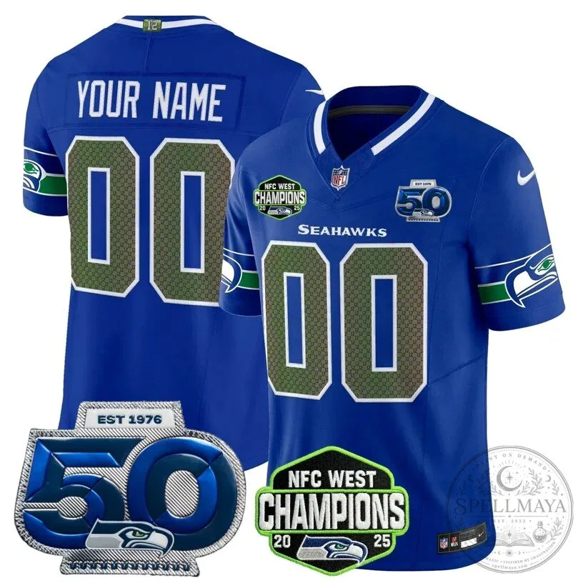NFC West Champions Seattle Seahawks 50th Season Commemorative Football Jersey