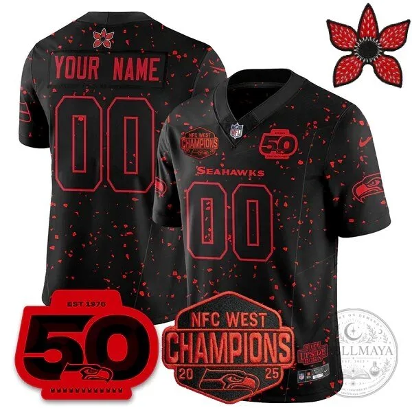 Seattle Seahawks NFC West Champions Custom Black Football Jersey