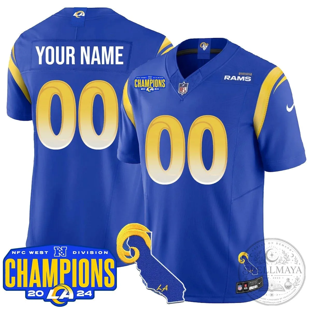 2024 NFC West Division Champions Jersey for Los Angeles Rams Football 16 2024 NFC West Division Champions Jersey for Los Angeles Rams Football